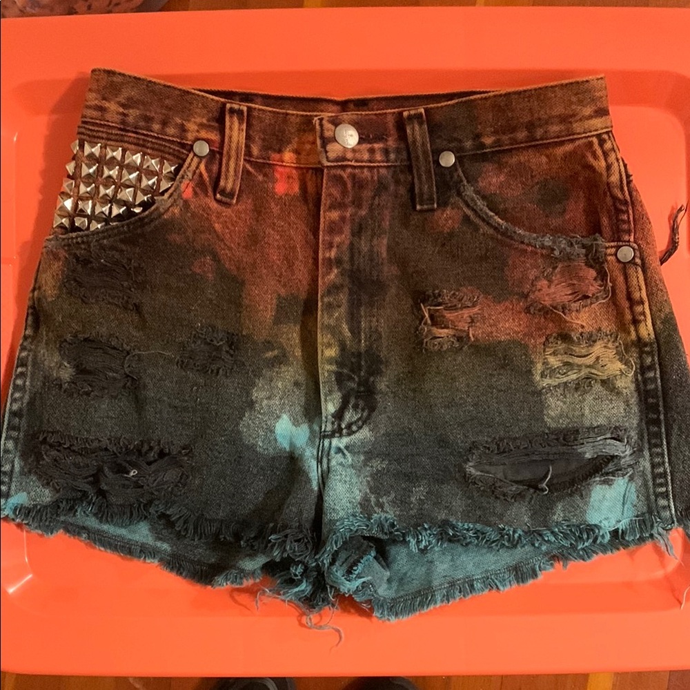 Wrangler Studded Distressed Denim Shorts